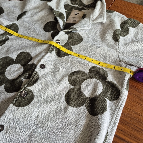 OAS Men's Ivory Green Reyro Terry Cuba Swim Cabana Top Large - Picture 3 of 8